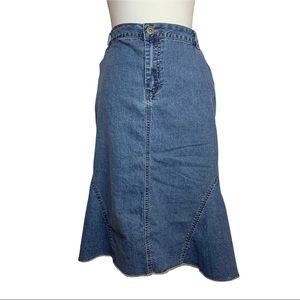 LANE BRYANT Denim Raw Hem Flare Skirt Sz 24W